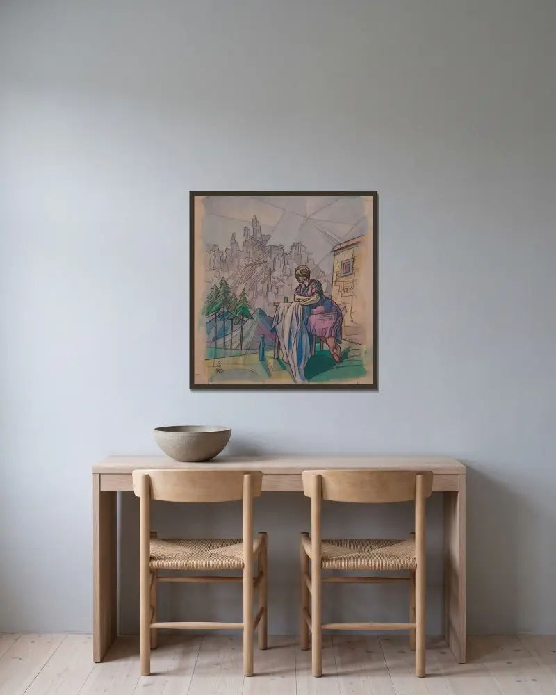 Ohne Titel av Karl Wiener inramad på en vägg