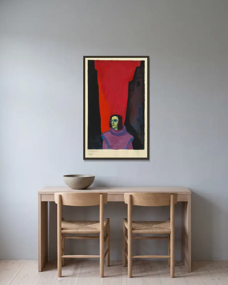 Utan titel II av Karl Wiener inramad på en vägg