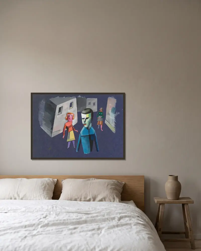 Ohne Titel (Figurenstudie) II av Karl Wiener inramad på en vägg