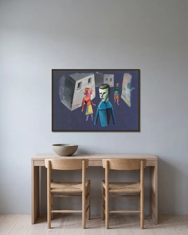 Ohne Titel (Figurenstudie) II av Karl Wiener inramad på en vägg