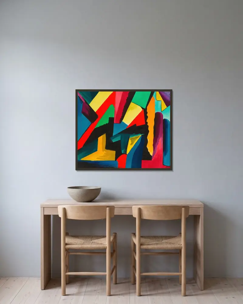 Ohne Titel II av Karl Wiener inramad på en vägg