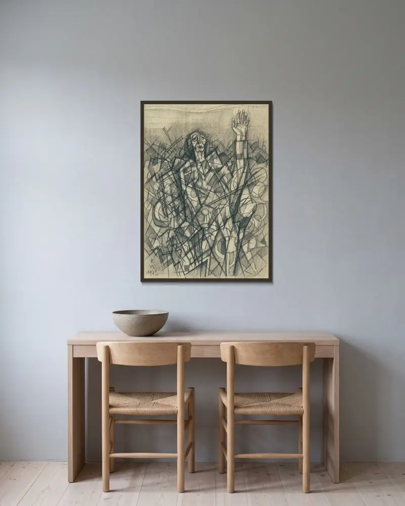 Ohne Titel II av Karl Wiener inramad på en vägg