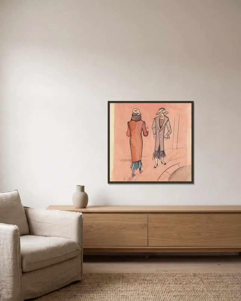 Ohne Titel (zwei Frauen) II av Karl Wiener inramad på en vägg