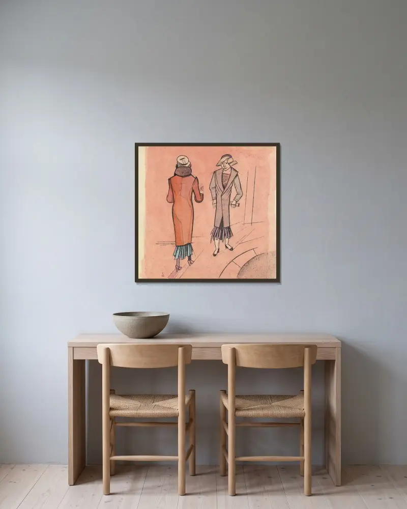 Ohne Titel (zwei Frauen) II av Karl Wiener inramad på en vägg