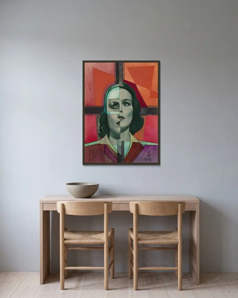Ohne Titel (Collage) II; aus; ‘Die 150 Blätter’ av Karl Wiener inramad på en vägg