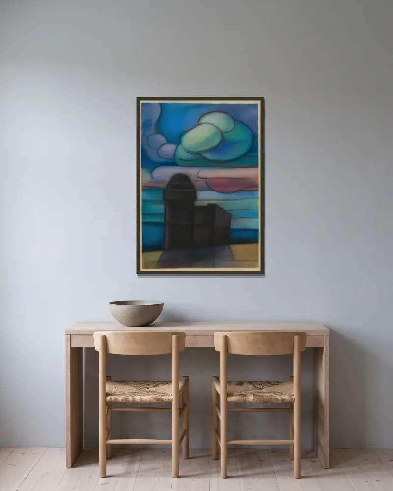 Ohne Titel III av Karl Wiener inramad på en vägg