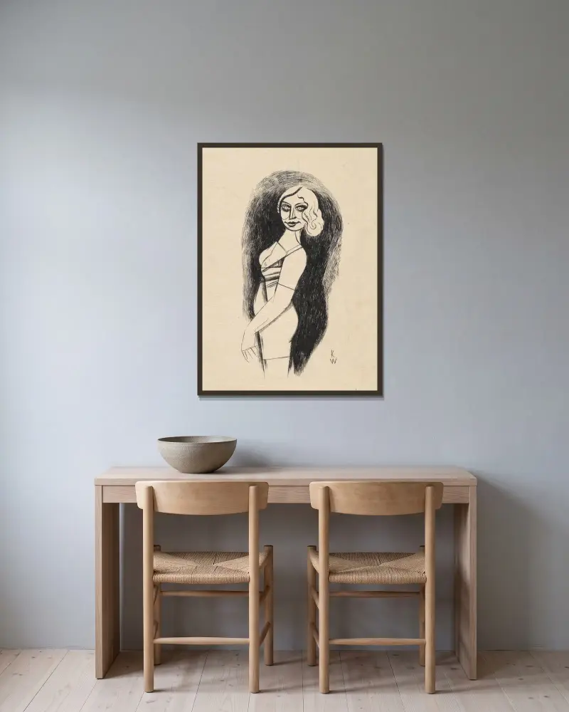 Ohne Titel (Frauenfigur) III av Karl Wiener inramad på en vägg