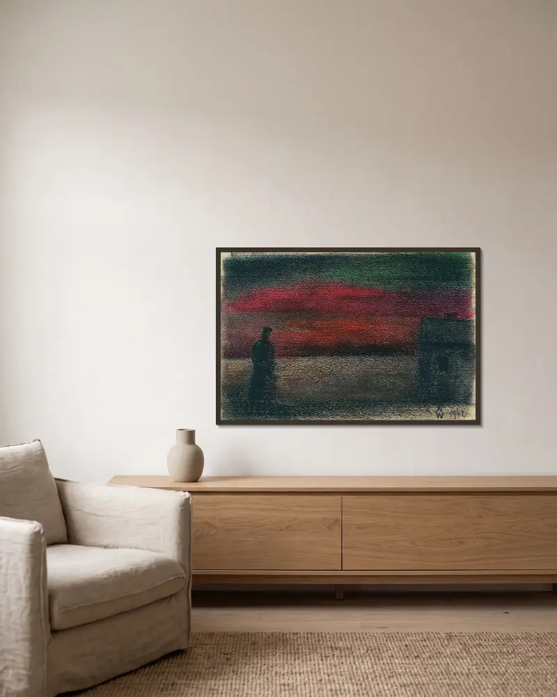 Ohne Titel III av Karl Wiener inramad på en vägg