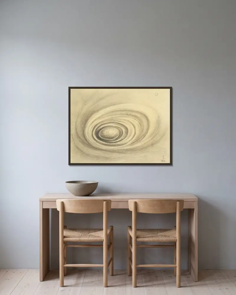Ohne Titel IV av Karl Wiener inramad på en vägg