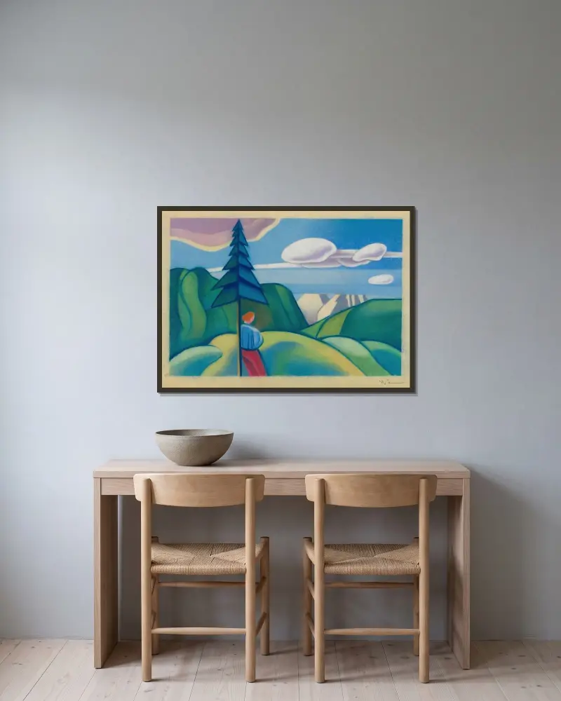 Ohne Titel IV av Karl Wiener inramad på en vägg
