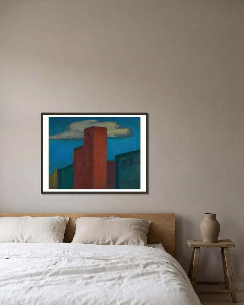 Ohne Titel (Häuser) von Karl Wiener gerahmt an einer Wand