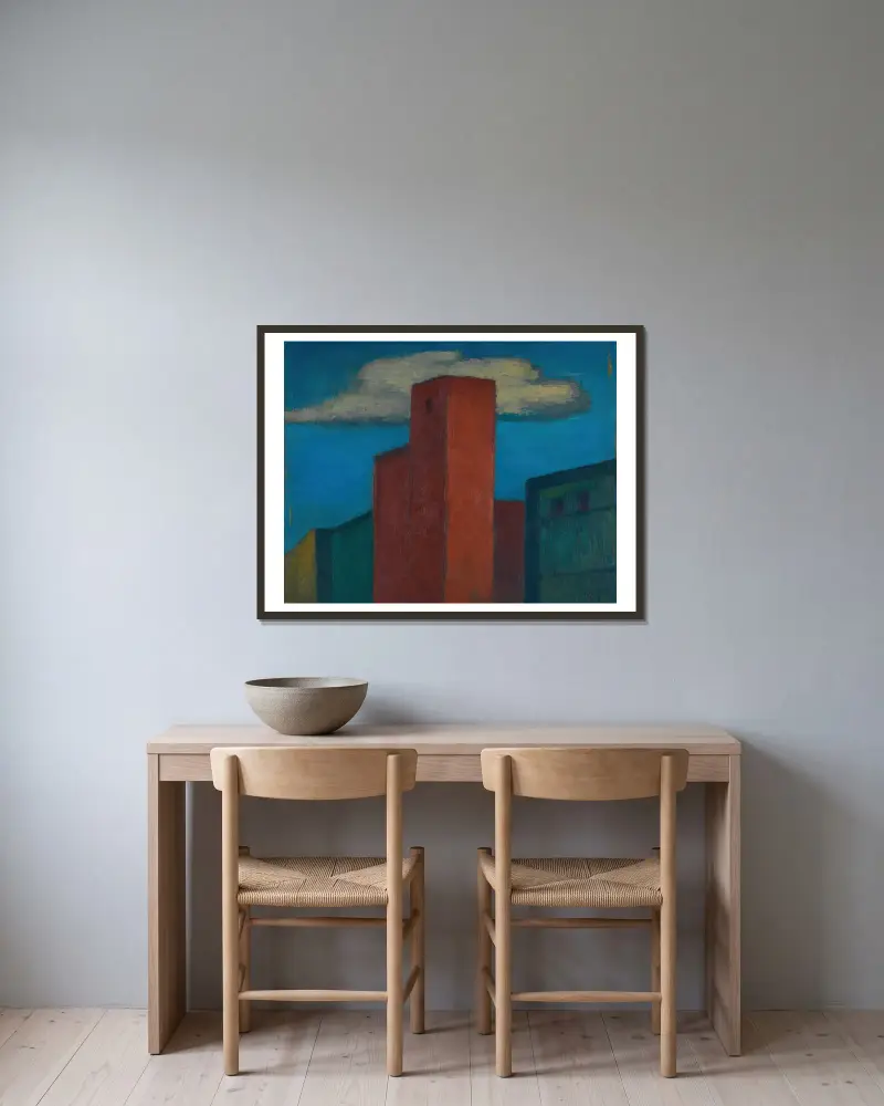 Ohne Titel (Häuser) von Karl Wiener gerahmt an einer Wand