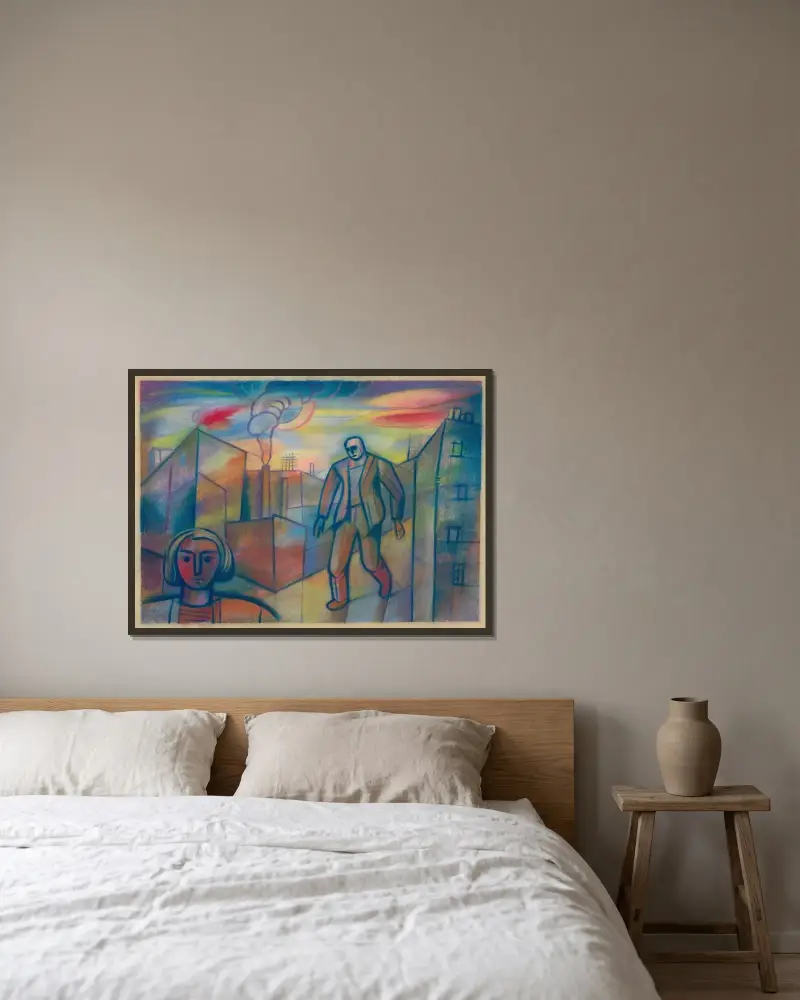 Ohne Titel VI av Karl Wiener inramad på en vägg