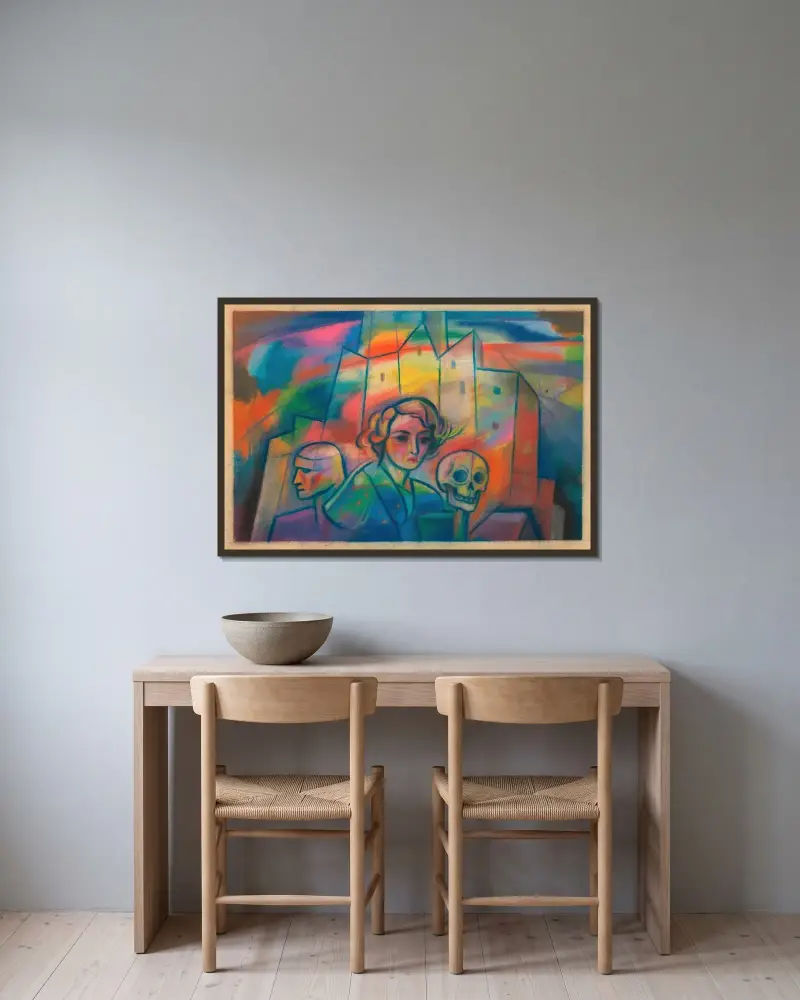 Ohne Titel VI av Karl Wiener inramad på en vägg