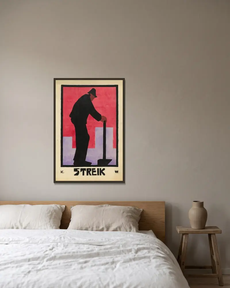 Strejk av Karl Wiener inramad på en vägg