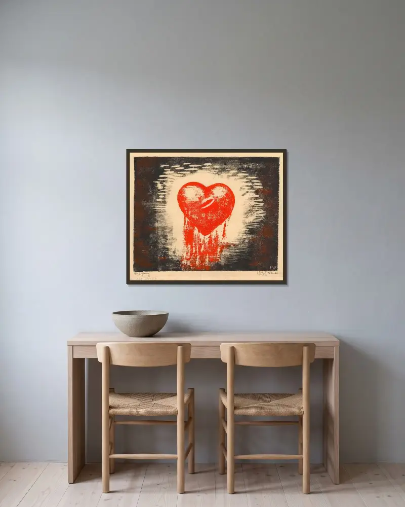 The heart av Karl Wiener inramad på en vägg