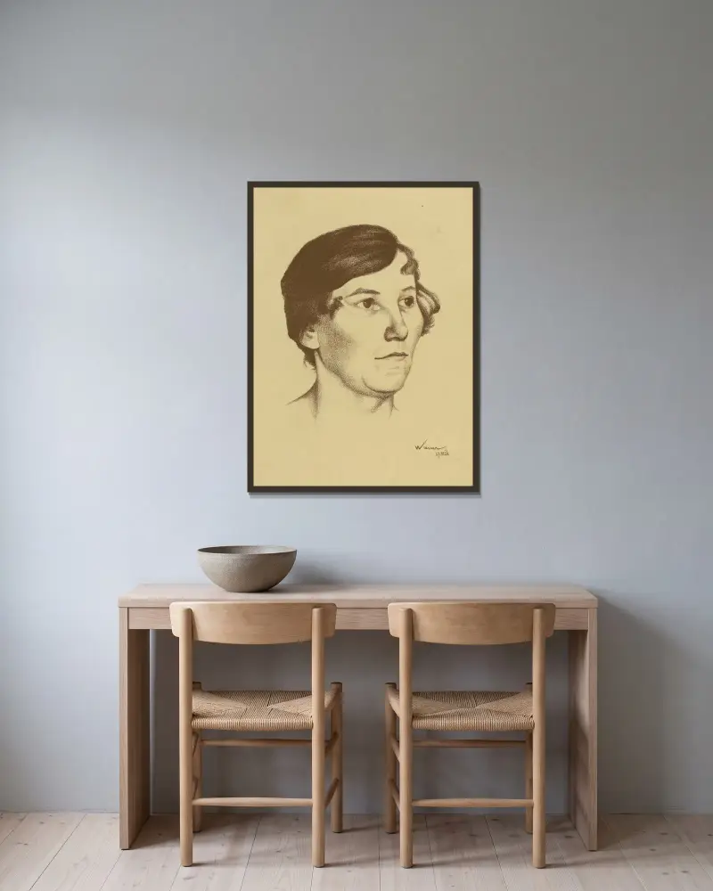 Weibliches Porträt I von Karl Wiener gerahmt an einer Wand