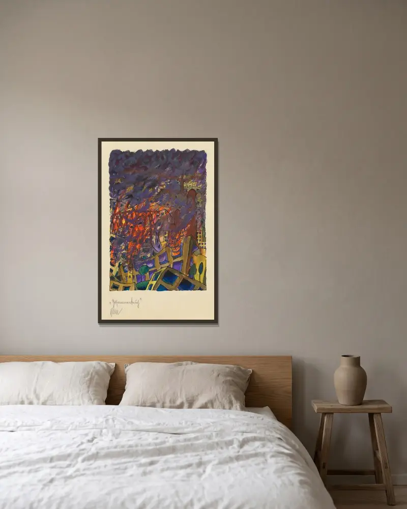 Zusammenbruch von Karl Wiener gerahmt an einer Wand