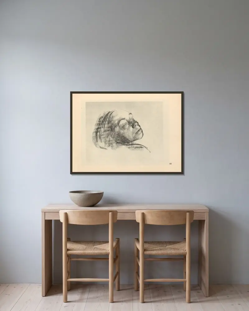 Rozloučení, 1925 – Nr. 1, Käthe Kollwitz v rámu na stěně