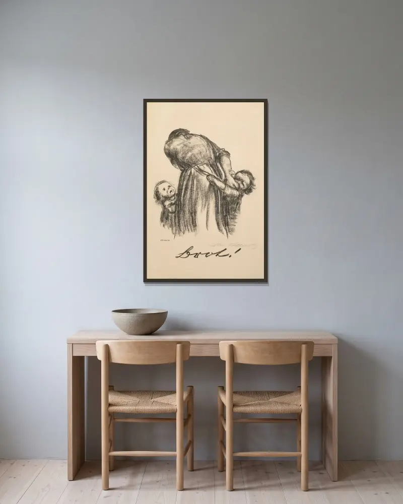 Chléb!, 1924 – č. 1, Käthe Kollwitz v rámu na stěně