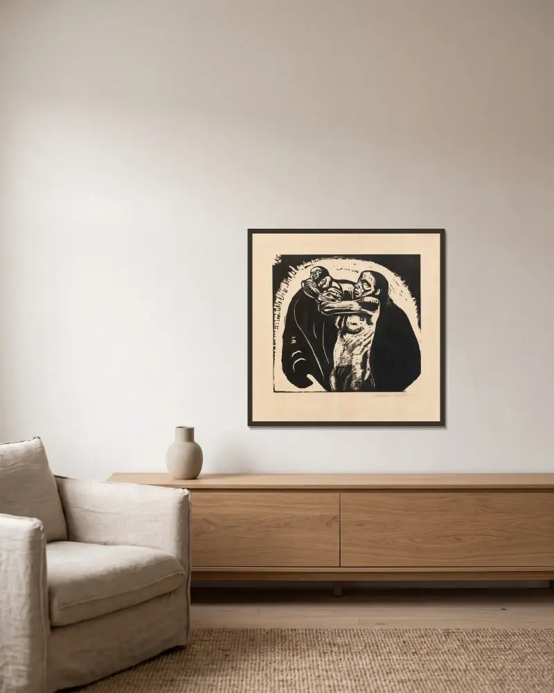 Oběť, 1922 – č. 1, Käthe Kollwitz v rámu na stěně