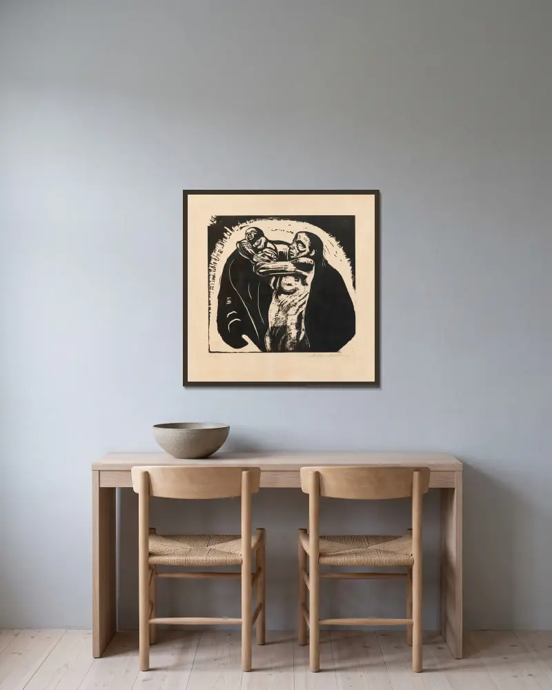Oběť, 1922 – č. 1, Käthe Kollwitz v rámu na stěně