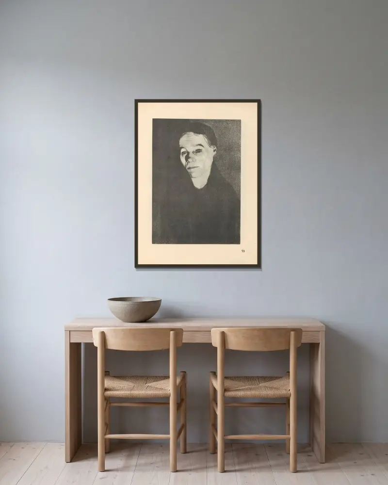Frauen, 1925 – nr 4 av Käthe Kollwitz inramad på en vägg
