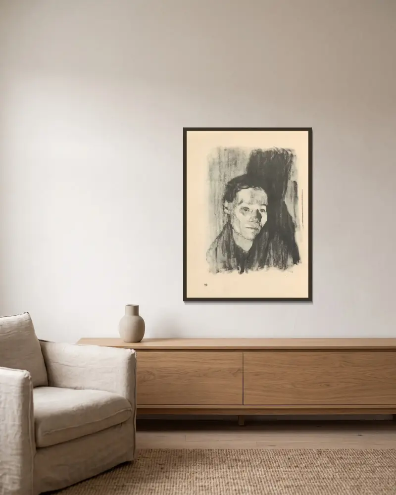 Frauen, 1925 – nr 8 av Käthe Kollwitz inramad på en vägg