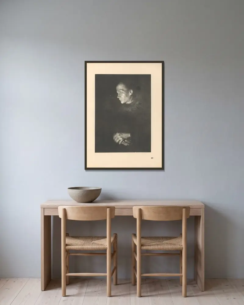 Frauen, 1925 – nr 9 av Käthe Kollwitz inramad på en vägg