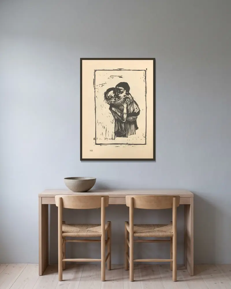 Frauen und Kinder, 1925 – nr 13 av Käthe Kollwitz inramad på en vägg