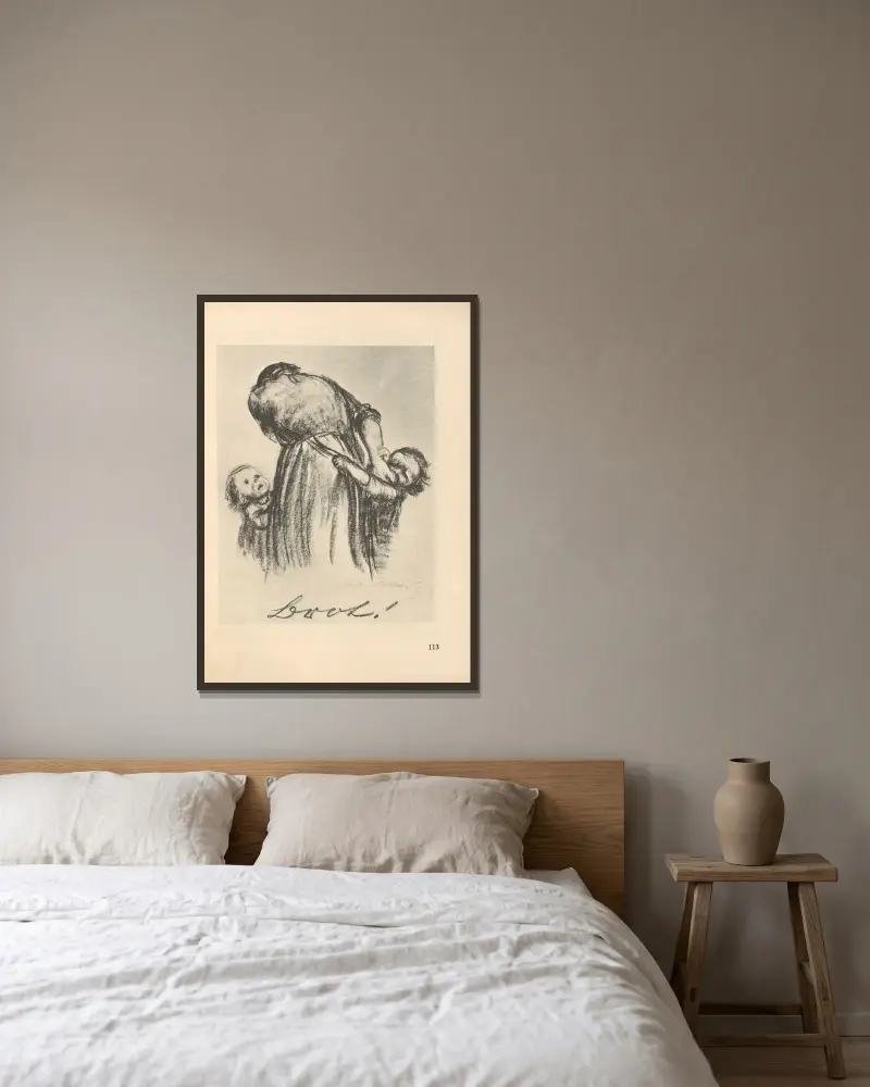Frauen und Kinder, 1925 – nr 14 av Käthe Kollwitz inramad på en vägg