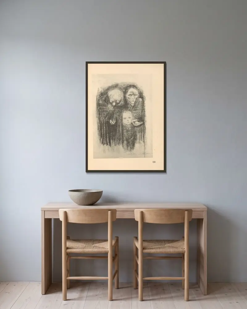 Frauen und Kinder, 1925 – nr 18 av Käthe Kollwitz inramad på en vägg