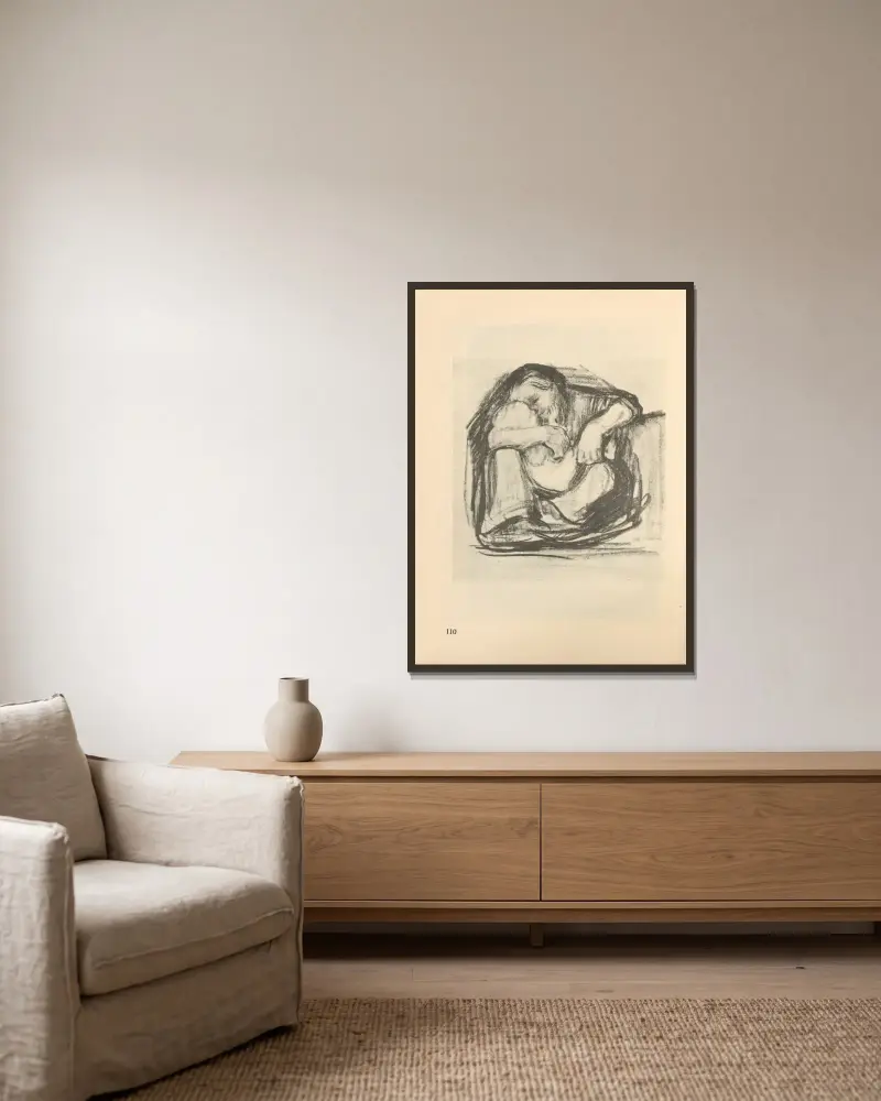 Frauen und Kinder, 1925 – nr 3 av Käthe Kollwitz inramad på en vägg