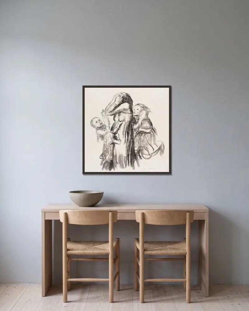 Gefallene, 1920 – Nr. 2 von Käthe Kollwitz gerahmt an einer Wand