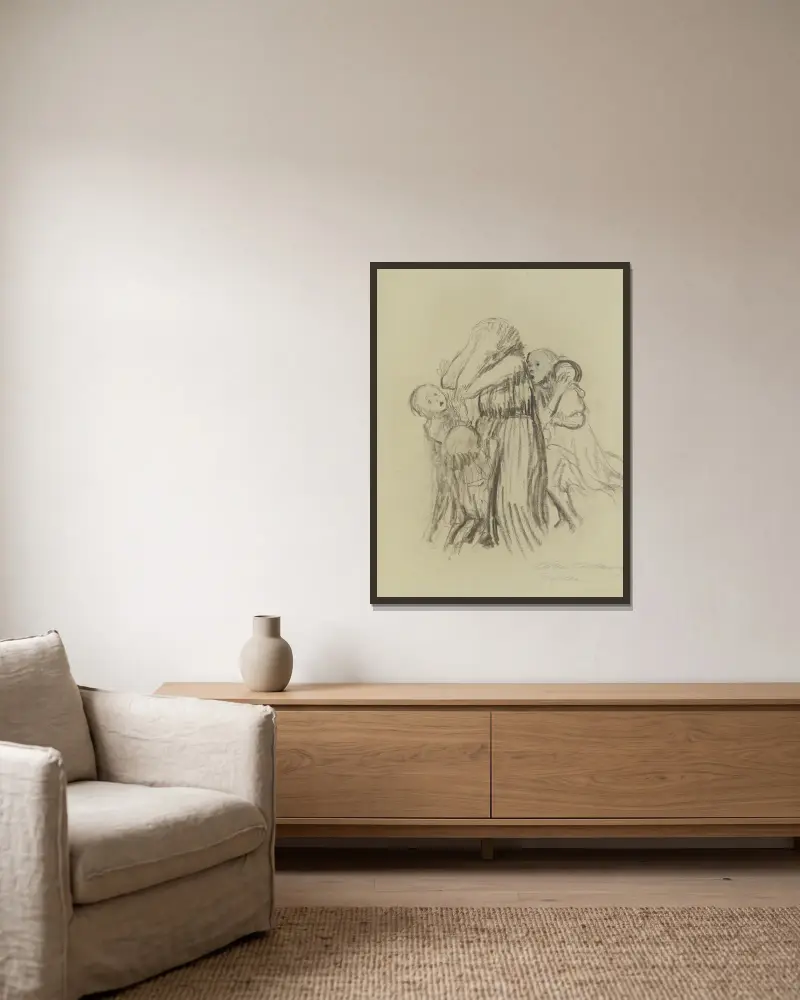 Gefallen, 1920 – Nr. 1 von Käthe Kollwitz gerahmt an einer Wand