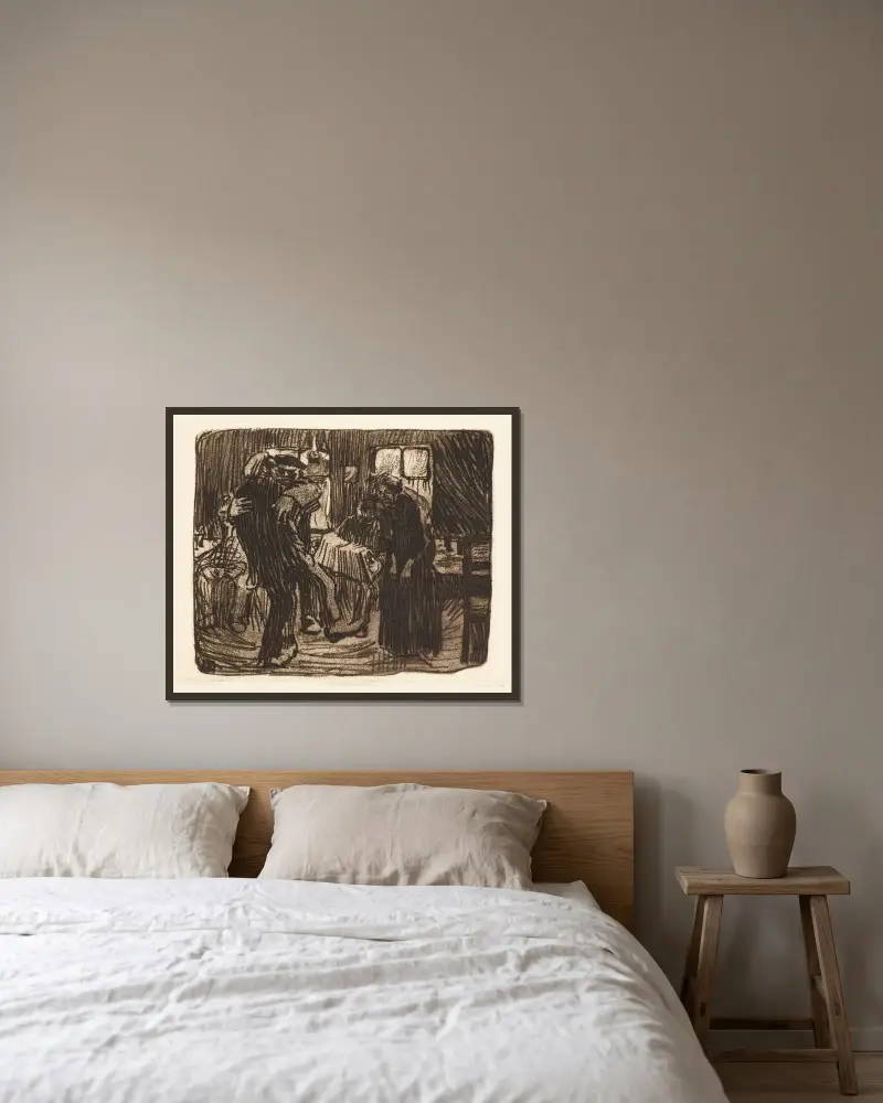 Hamburger Kneipe von Käthe Kollwitz gerahmt an einer Wand