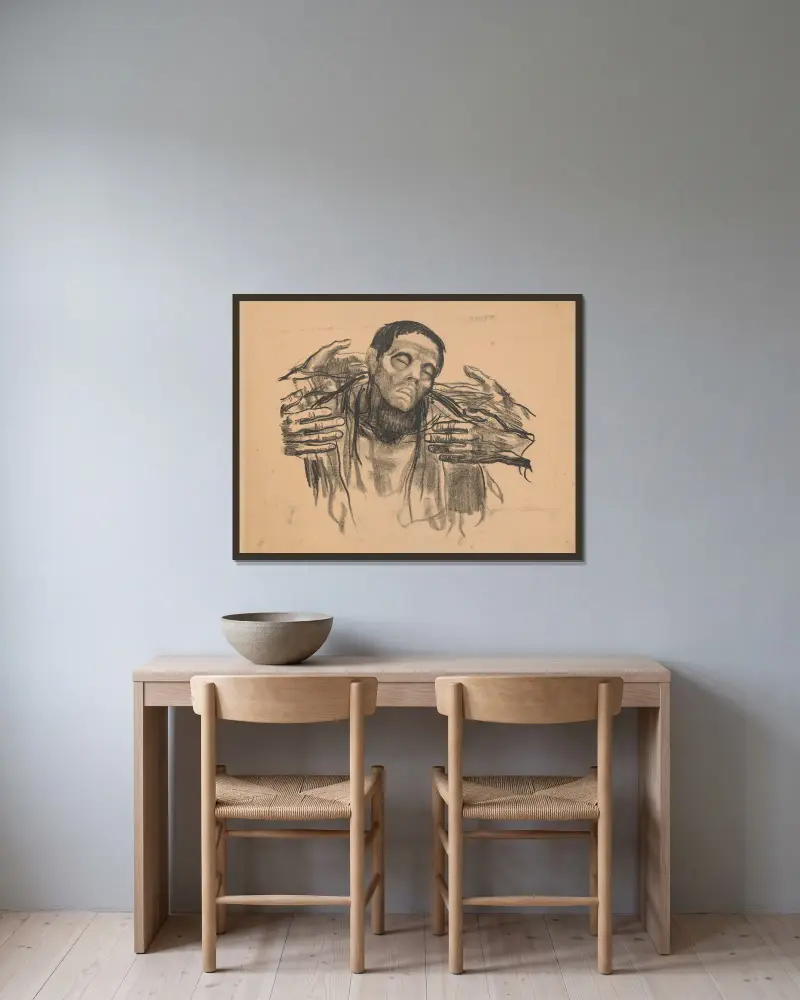Helft Russland!, 1921 – Nr. 1 von Käthe Kollwitz gerahmt an einer Wand