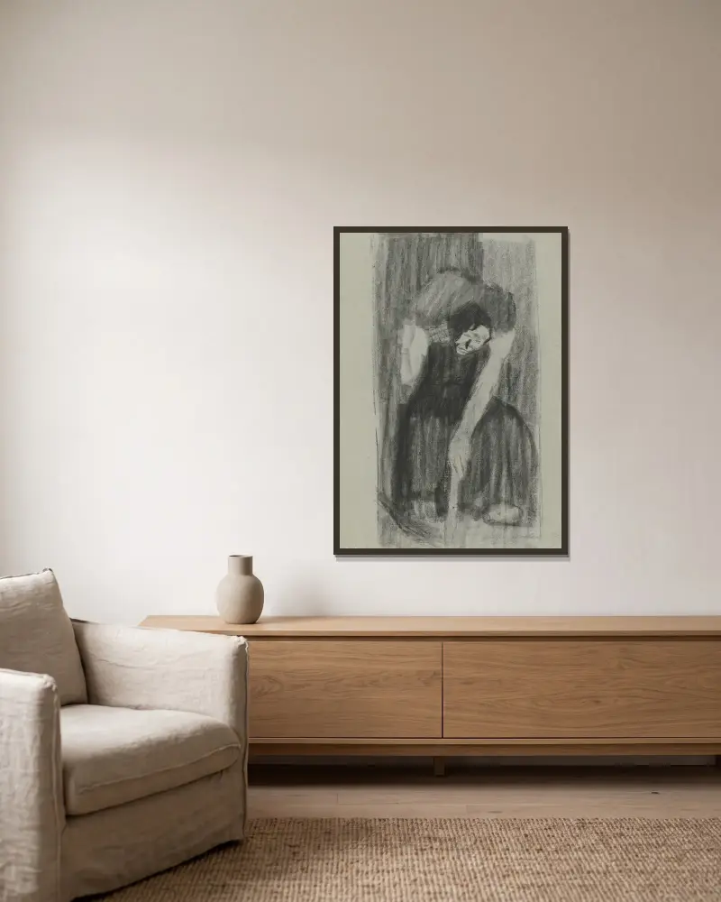 Inspiration, 1905 von Käthe Kollwitz gerahmt an einer Wand