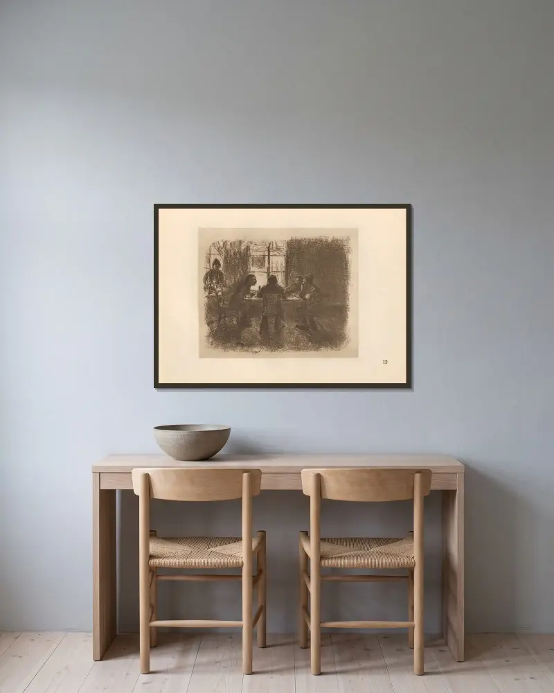 Hostinec, 1925 – Nr. 3, Käthe Kollwitz v rámu na stěně