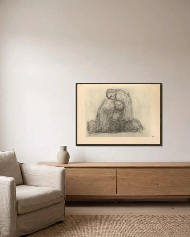 Krieg, 1925 – Nr. 11 von Käthe Kollwitz gerahmt an einer Wand