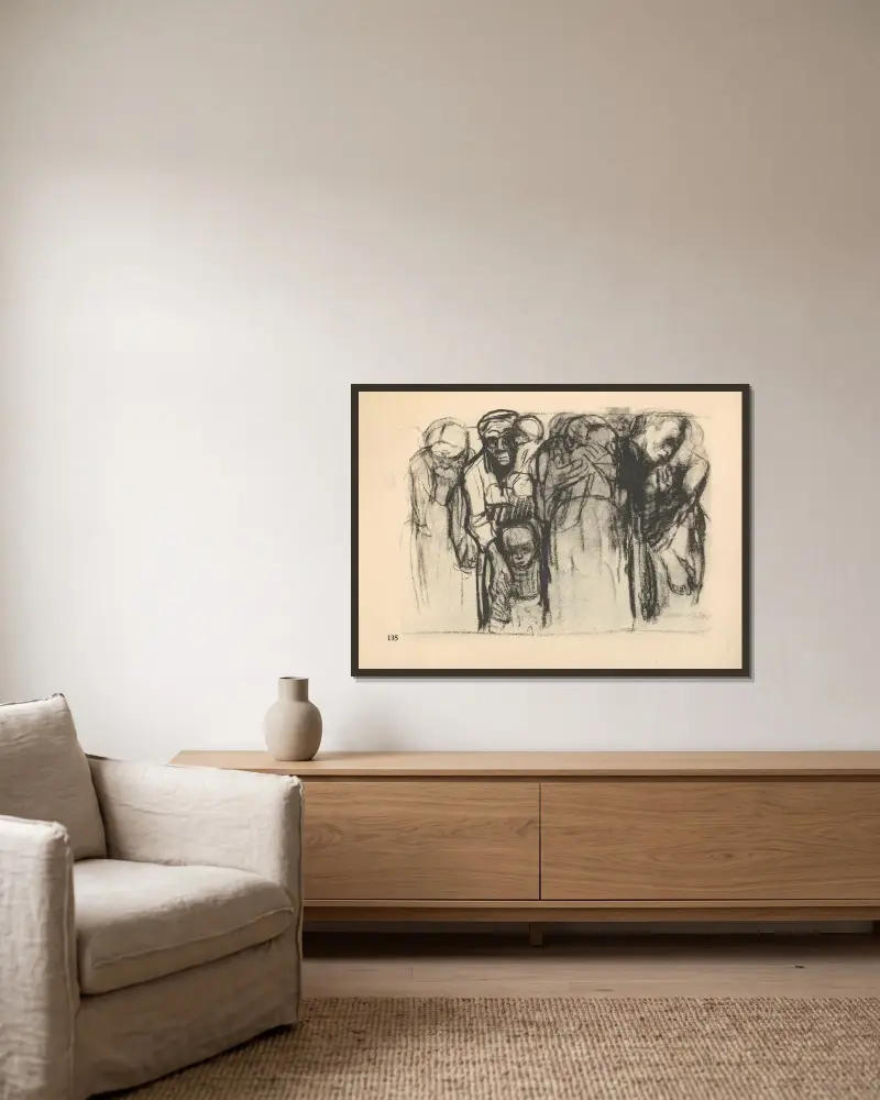 Krieg, 1925 – Nr. 12 von Käthe Kollwitz gerahmt an einer Wand