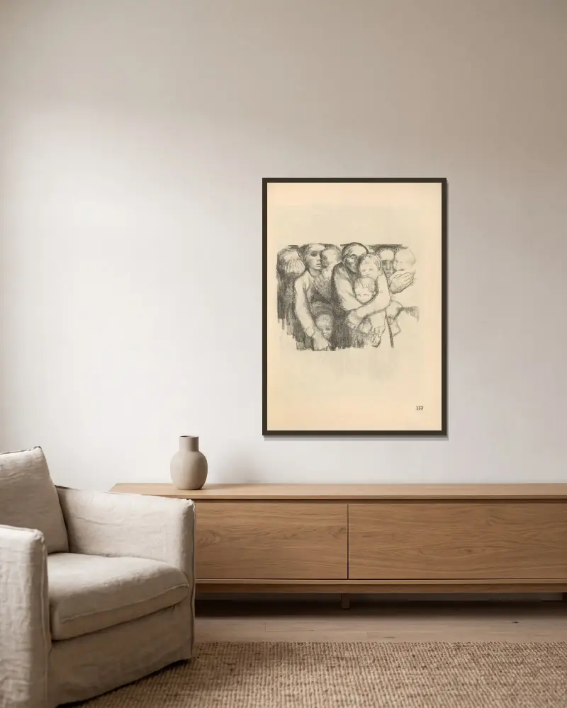 Krieg, 1925 – Nr. 14 von Käthe Kollwitz gerahmt an einer Wand