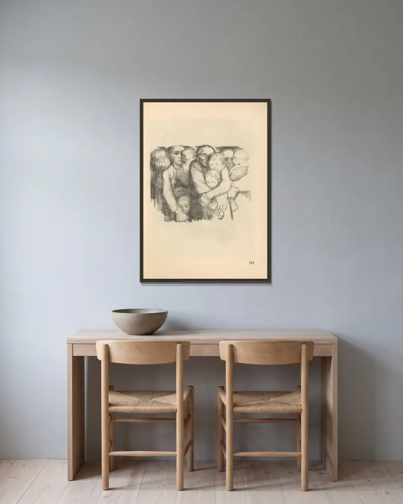 Krieg, 1925 – Nr. 14 von Käthe Kollwitz gerahmt an einer Wand