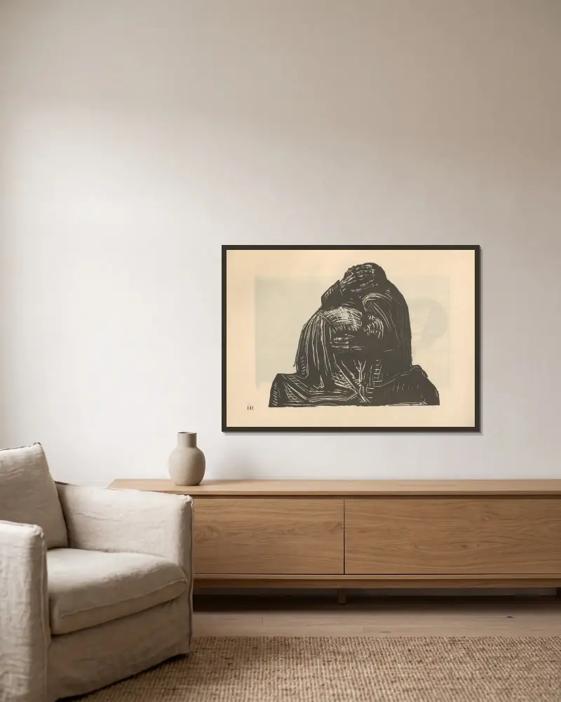 Válka, 1925 – Nr. 5, Käthe Kollwitz v rámu na stěně