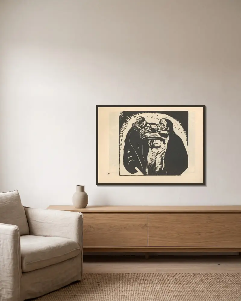 Krieg, 1925 – Nr. 8 von Käthe Kollwitz gerahmt an einer Wand
