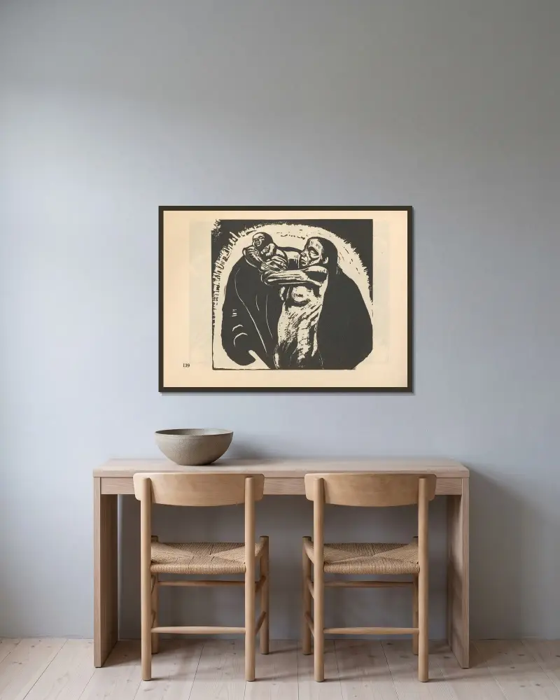 Krieg, 1925 – Nr. 8 von Käthe Kollwitz gerahmt an einer Wand