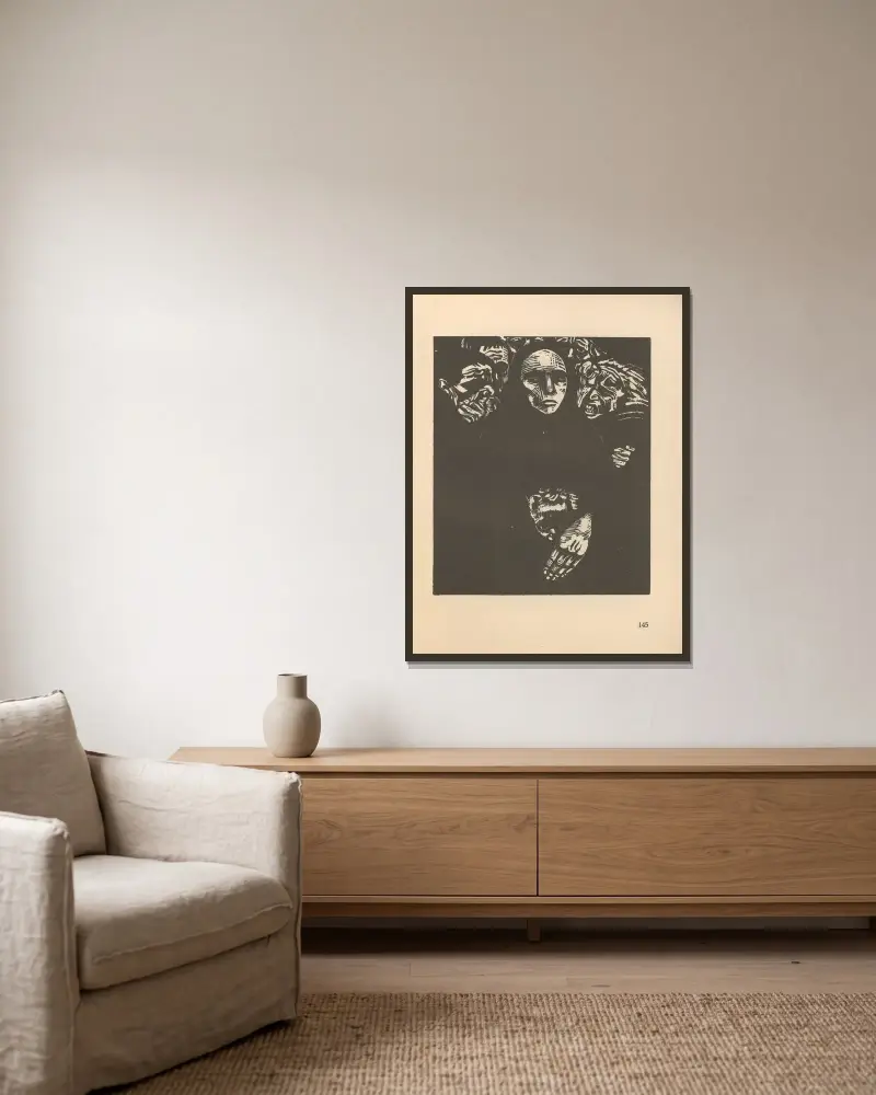 Válka, 1925 – Nr. 1, Käthe Kollwitz v rámu na stěně