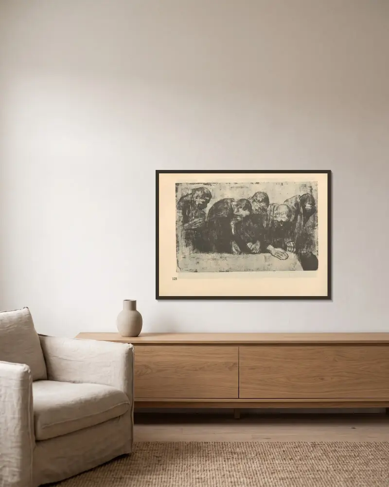 Liebknecht, 1925 – Nr. 4 von Käthe Kollwitz gerahmt an einer Wand