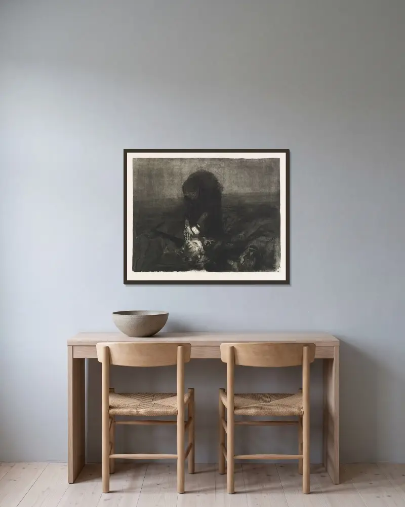 Schlachtfeld von Käthe Kollwitz gerahmt an einer Wand