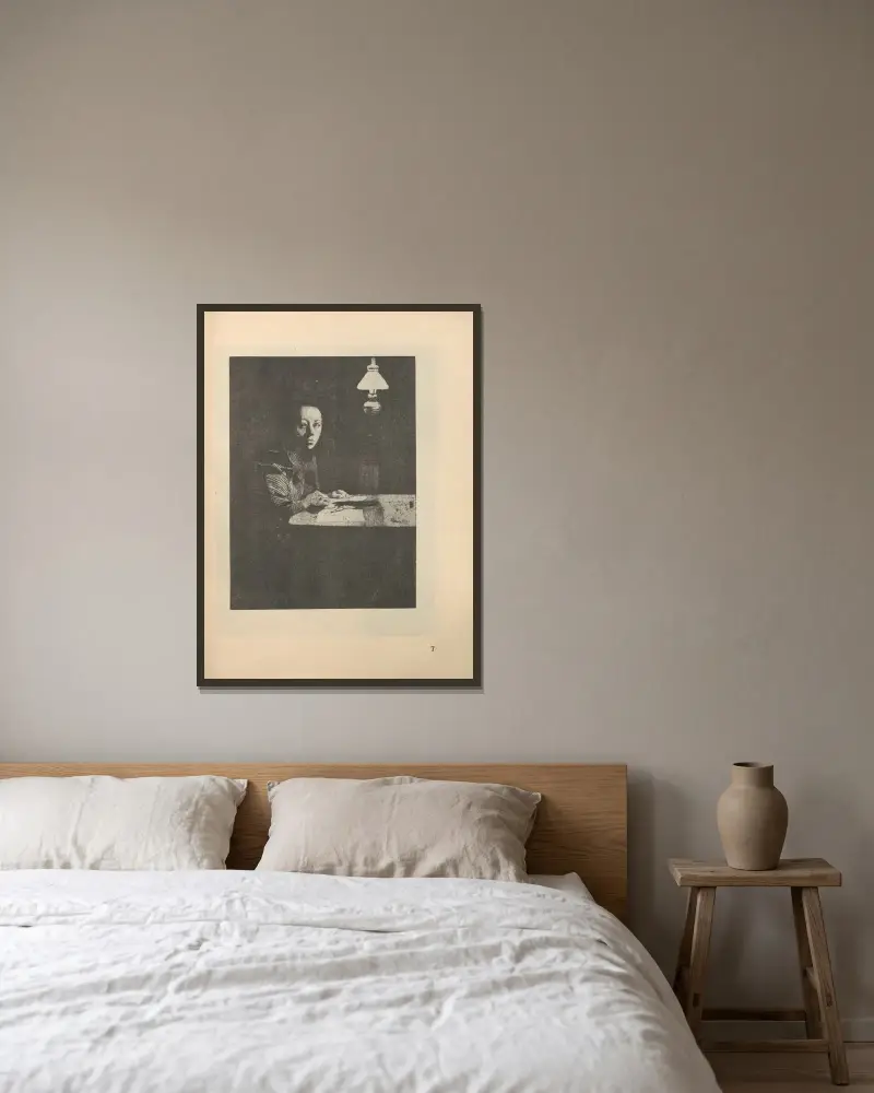 Selbstbildnis, 1925 – Nr. 12 von Käthe Kollwitz gerahmt an einer Wand